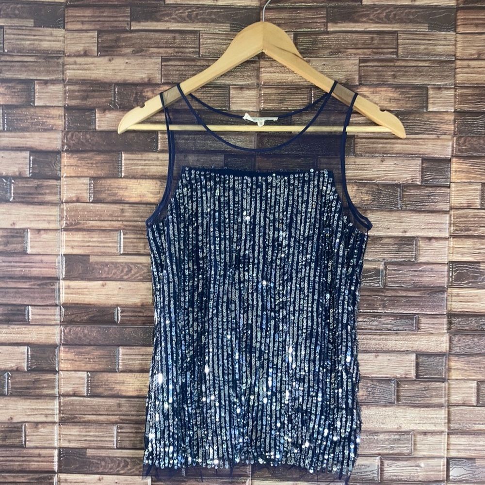 Renzo + Kai sequin mesh illusion tank size XS small